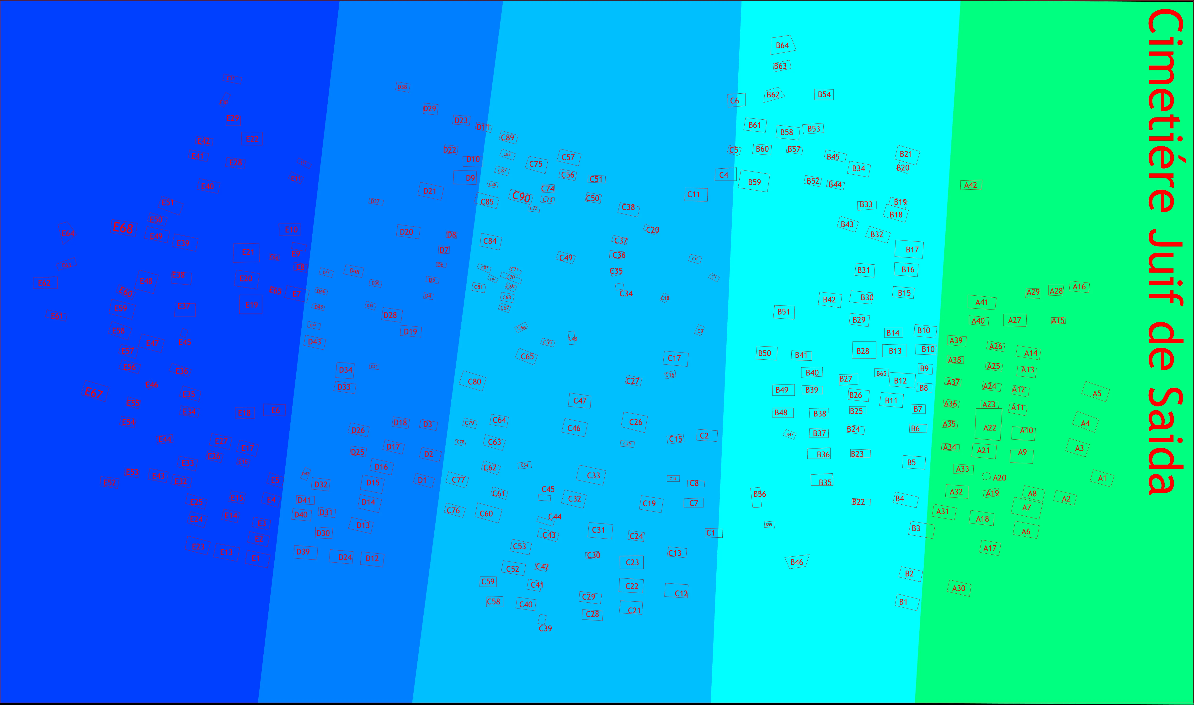 A map of the cemetery, probably a screenshot of a CAD file